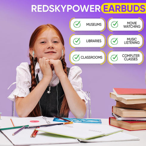 Redskypower 10 Pack 3.5mm 4ft Bulk Wired Earphones, In Ear Earbud Headphones with Jack, Tangle Free Cable, Comfortable