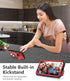 Protective Case for iPhone 13/14, Heavy Duty Military Grade Cover with Built-in Kickstand, Shock Proof Red