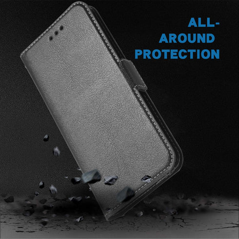 Phone Case for Samsung Galaxy J7 Star J 7 Crown 7J Refine 2018, PU Leather Flip Wallet Case, Black