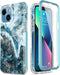 Esdot for iPhone 13 Case Opal Marble Teal - Built-in Screen Protector, Military Grade Rugged Cover for Women Girls, 6.1"