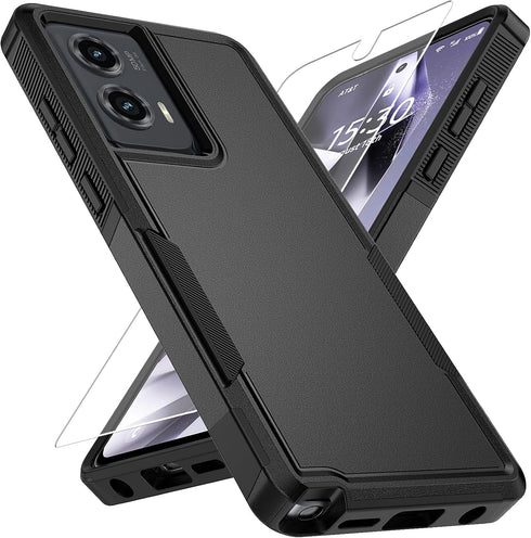 Moto G Stylus 5G 2024 Case, Black with HD Screen Protector, 10 FT Military Grade Drop Protection, Anti-Slip Design