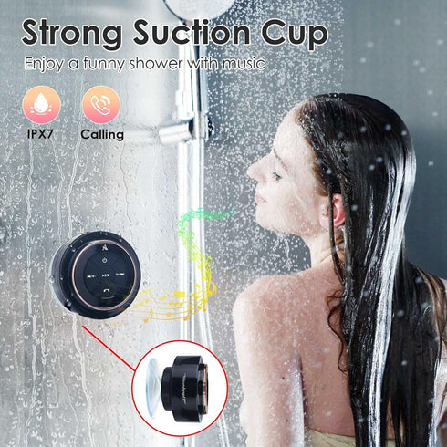 XLEADER Rose Gold Bluetooth Shower Speaker, IPX7 Waterproof Bathroom Speaker with Suction Cup, 15H Playtime, for Girls