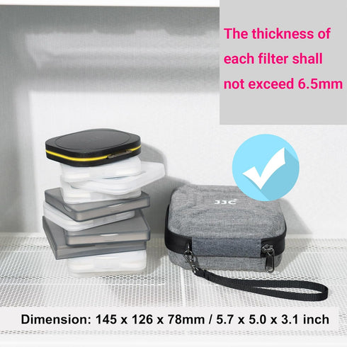 JJC 10 Pockets Hard Shell Lens Filter Bag, Water Resistant & Dustproof, Camera Filter Pouch with Microfiber Cleaning