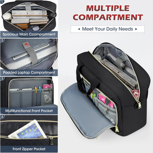 NEWHEY Laptop Bag 15.6 Inch Briefcase for Women Men, Waterproof Messenger Bag for Business Office Work, Black