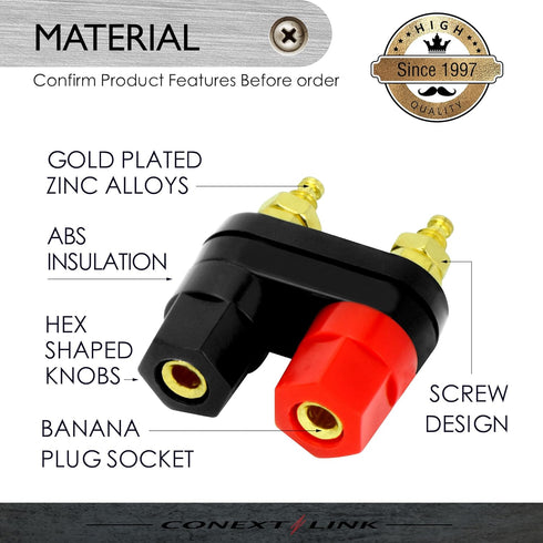 Conext Link 2 pcs Speaker Amplifier Terminal Binding Post Dual 2 Way Banana Plug Jack 16906