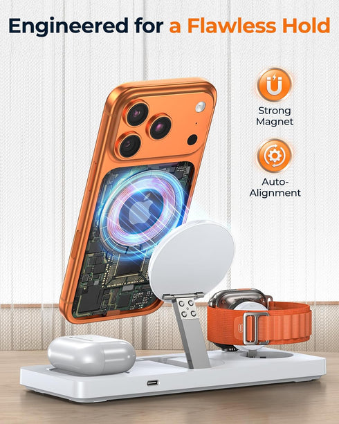 SnugLuv 3-in-1 17 Max/16/15/14/13/12, Foldable Wireless Charging Station for MagSafe, Certified Fast Magnetic Charger