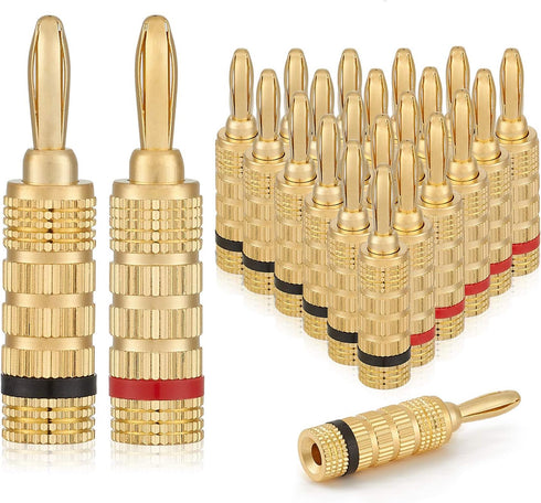WGGE WG-3333 24k Gold Plated Speaker Banana Plugs - Closed Screw Type (12 Pairs)