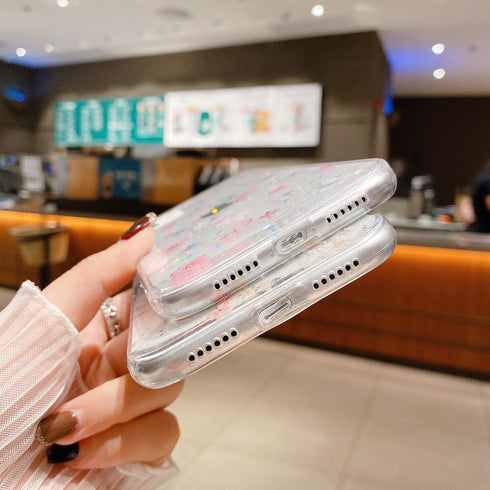 Compatible with iPhone XR, Cute Clear Sparkly Bling Star Flowers Pattern Soft Slim Fit Protective Cover, 6.1"