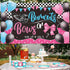 Burnouts or Bows Gender Reveal Decoration, Backdrop Party Supplies, Blue or Pink Baby Shower Banner, 72.8 x 43.3 Inch