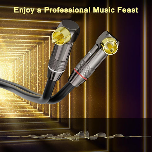 Mygatti 20 90 2RCA 2RCA 2 Right Angle RCA Cable FT, Degree to Stereo Audio Cable, Zinc Alloy Shell, Gold-Plated Plug