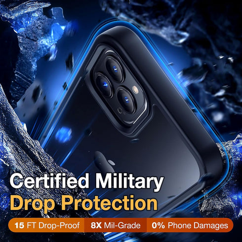 iPhone 12 Pro Max Case, Shockproof Military Grade Protection, Slim Translucent Hard Back, Frosted Black, 6.7''