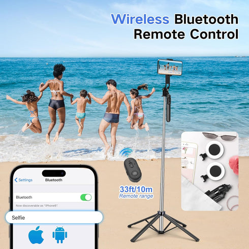 YUANRAN Light,70 inch Metal Selfie Stick Tripod for iPhone with Cellphone Selfiestick with Remote,Phone Tripod Holder