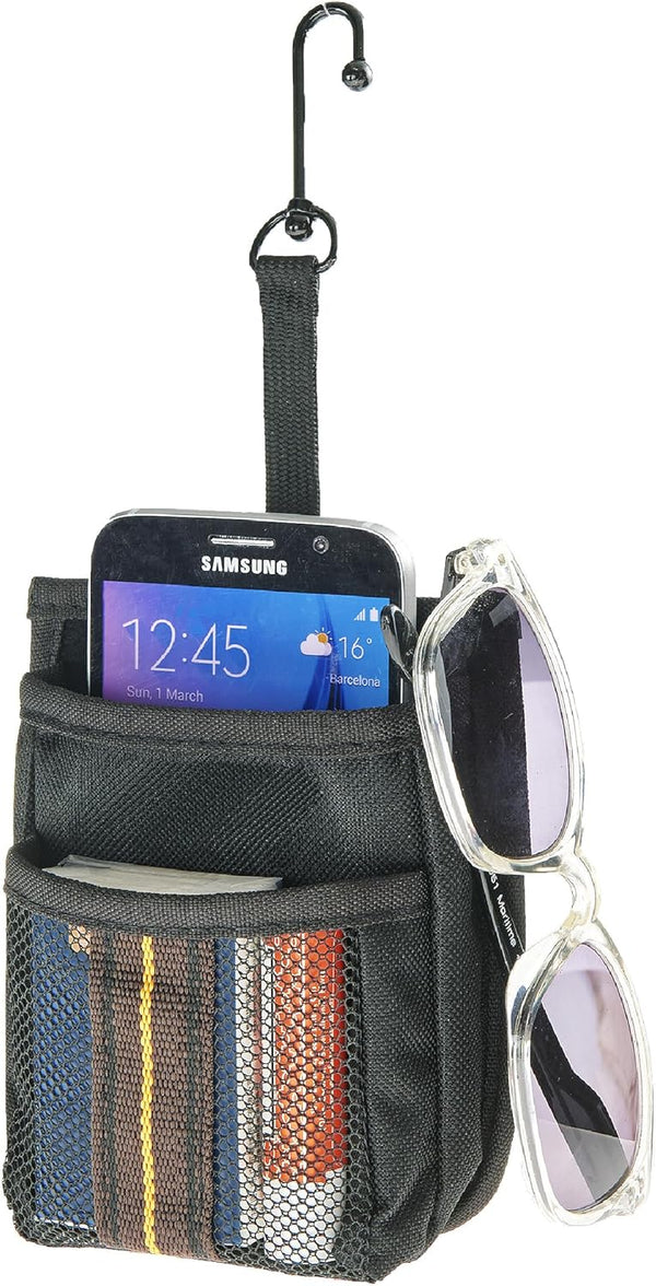 High Road Air Vent Mount Car Cell Phone Holder with Soft Lined Back Pocket and Front Mesh Storage Pocket