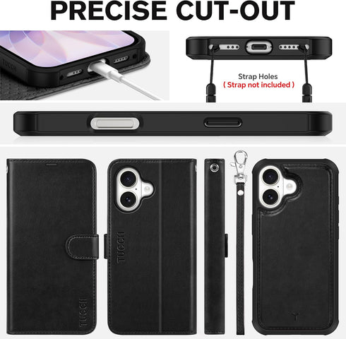 TUCCH 2-in-1 17 (6.3-inch) 2025, 4 Detachable Wallet Case for iPhone Wireless Charging | RFID Blocking Card Holders |