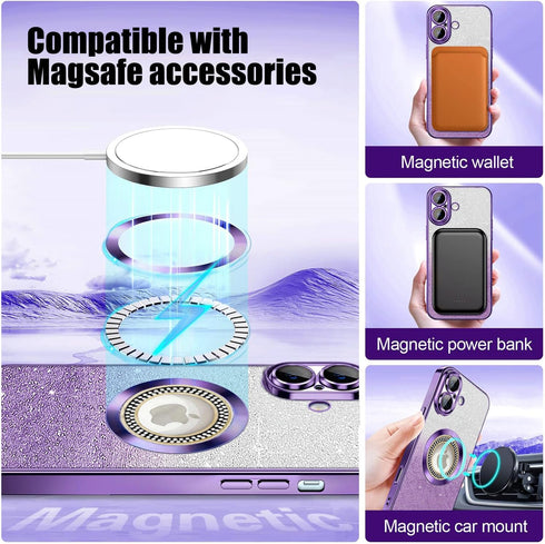 Misscase 17 for iPhone Magnetic Glitter Case Compatible with MagSafe,Full Protection Slim Shockproof Anti-Scratch Case