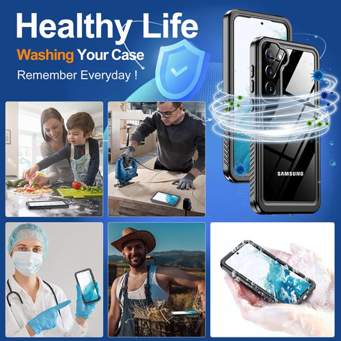 Hualele Galaxy S23 Plus Case Waterproof, Built-in Lens & Screen Protector, Rugged Military Grade IP68 Protection