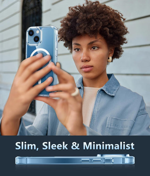 FNTCASE iPhone 13 Mini Case: Slim Clear Magnetic Cover | Military Grade Shockproof, Anti-Yellowing, Thin Protection.