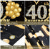 Happy 40th Anniversary Banner Backdrop Decorations, Large Black Gold Wedding Sign Decor for Party Supplies