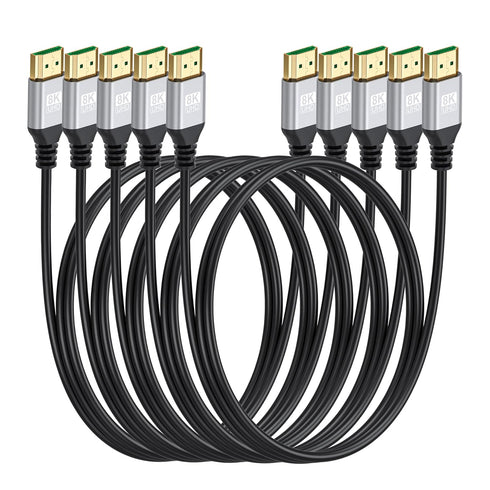 8K Slim HDMI Cables 6FT 5-Pack, 48Gbps Ultra High-Speed, HDMI 2.1 Cord