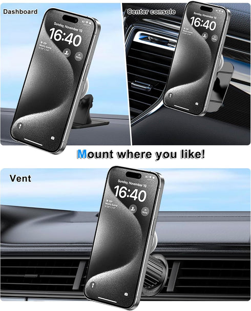 JCTRIWAY Vent or Dashboard Car Phone Mount for Popsocket, Dashboard Adapter Adhesive and Vent Clip, Compatible