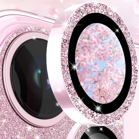 CloudValley for iPhone 15/ iPhone 15 Plus Camera Lens Protector, HD Tempered Metal Matte Glass Anti-Scratch, Case Friendly Full Screen Cover Film Accessories, GlitterPink