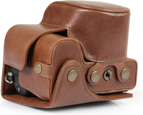 MegaGear Genuine Leather Camera Case for Sony Alpha a6700 (16-50mm) - Stylish Protective Brown Case
