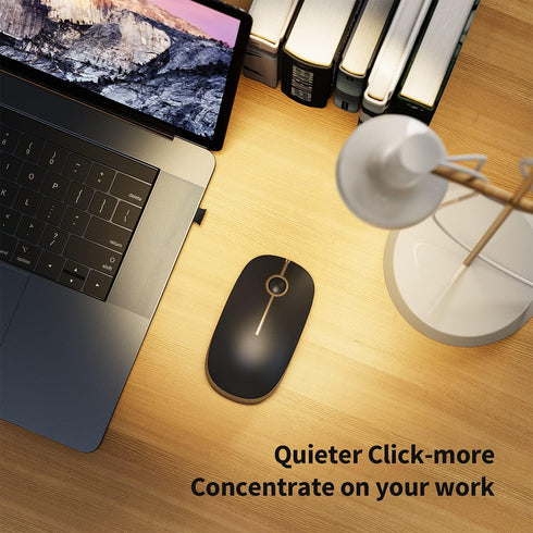 VssoPlor Wireless Mouse, 2.4G Slim Portable Computer Mice with Nano Receiver for Notebook, PC, Laptop, Computer (Black