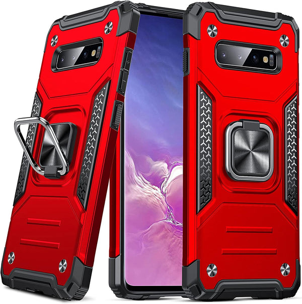 Anqrp Galaxy S10 Plus Case, Military Grade Protective Cover with Enhanced Metal Ring Kickstand for Samsung Galaxy S10+