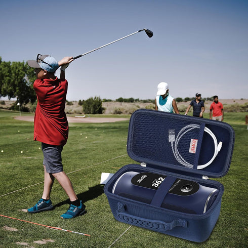 BOVKE Carrying Case for Blue Tees Golf Player+ GPS Speaker, Portable Holder with Extra Space for Cables, Navy