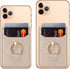 Card Holder Sleeve with Kickstand Ring for Women - 2 Pieces RFID Credit Wallet Glitter Stick On Back Grip (Pink + Gold)