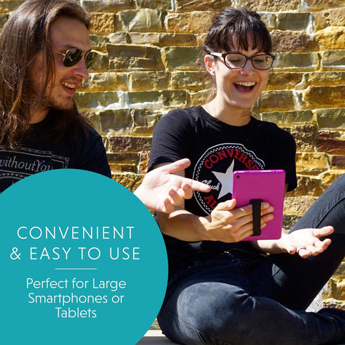 LOVEHANDLE Tablet/XL Grip for Most Tablets and Large Smartphones - Black Elastic Strap with Grey Base (LHT-01-Grey)