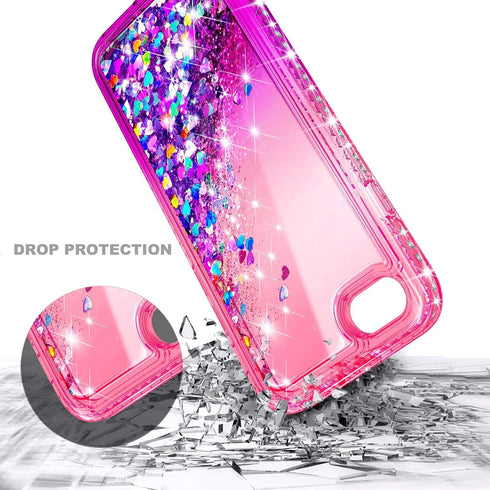 NGB iPhone 6 6S 7 8 Case, with Tempered Glass Screen Protector, Ring Holder, Pink/Purple