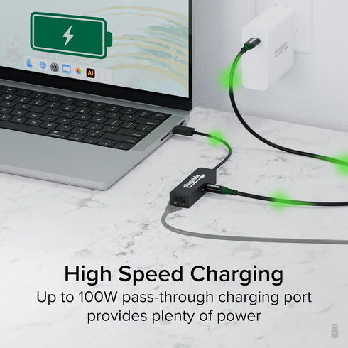Plugable USB C to Ethernet Adapter, 2.5Gb with 100W USB-C PD Charging, Type C USB Ethernet Adapter for Windows, MacBook
