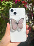 Butterfly Sticky Mobile Phone Grip, Clear Stand, Expanding Charms Accessory, Interchangeable Finger Kickstand