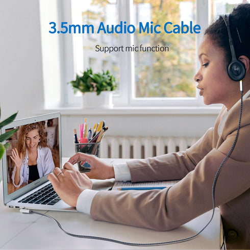 3.5mm Audio Cable 3FT Male to Male, Right Angle Aux Cord, Nylon Braided, Compatible with Beats and iPhone