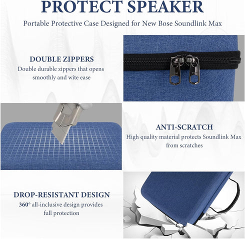 Geekria Shield Speaker Case Compatible with Bose Soundlink Max, Hard Shell Portable Speaker Protective Carrying Bag