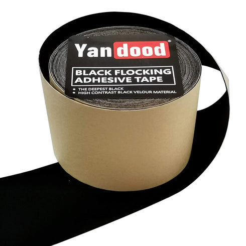 Black Flocking Adhesive Tape 3in x 30ft, Ultra High Contrast Deep Black Felt Strips for Projector Screen