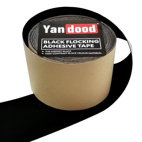 Black Flocking Adhesive Tape 3in x 30ft, Ultra High Contrast Deep Black Felt Strips for Projector Screen