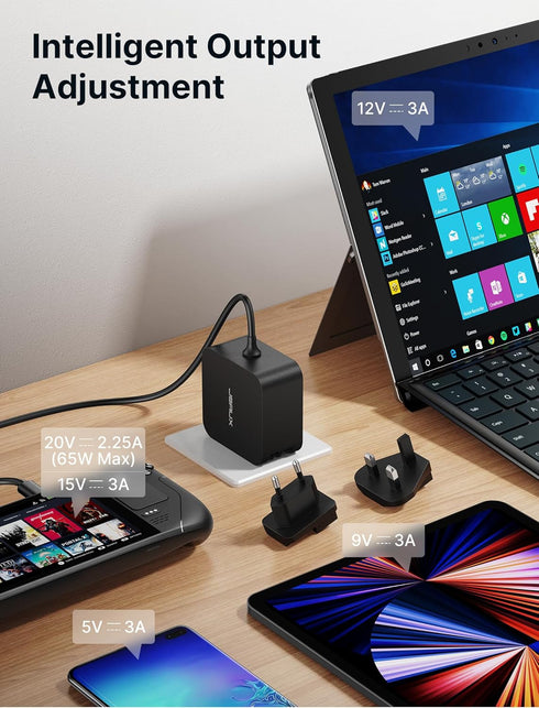 JSAUX 65W USB C Charger, 10FT Cable 65 Watt Laptop Wall Fast Charger for ROG Ally, Steam Deck, MacBook Pro/Air,