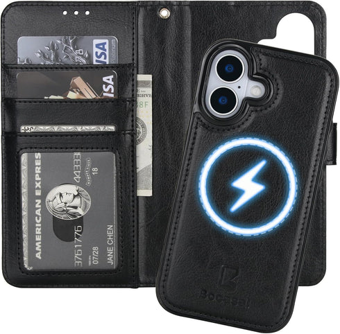 Bocasal for iPhone 17 Wallet Case Compatible with MagSafe Wireless Charging, RFID Blocking