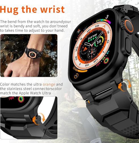 Rubber Band Compatible with Apple Watch Band 49mm 46mm 45mm 44mm 42mm, Silicone Sport Bands for Men