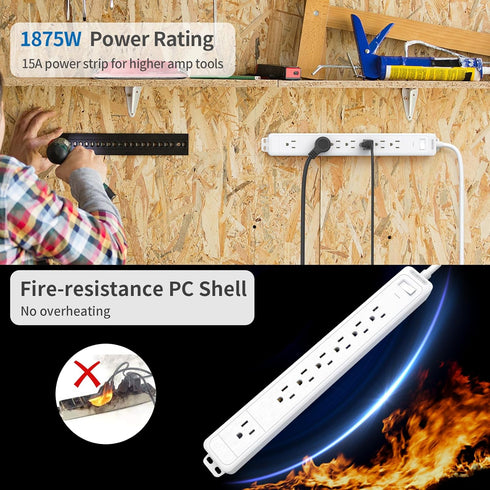 Extension Cord 25 ft, NTONPOWER Long Surge Protector, 15A Heavy Duty Power Strip with 7 Outlets