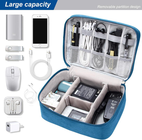 Electronics Organizer Travel Universal Cable Organizer Bag Waterproof Electronics Accessories Storage Cases for Cable, Charger, Phone, USB, SD Card, Hard Drives, Power Bank, Cords by SELLYFELLY