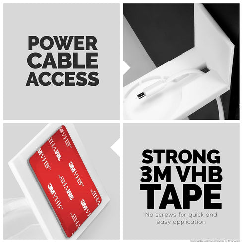 Screwless Tilted Wall Mount Kit for Wyze Cam Pan, VHB Stick On, Full Tilt & Pan Function, Strong Adhesive Mount, White