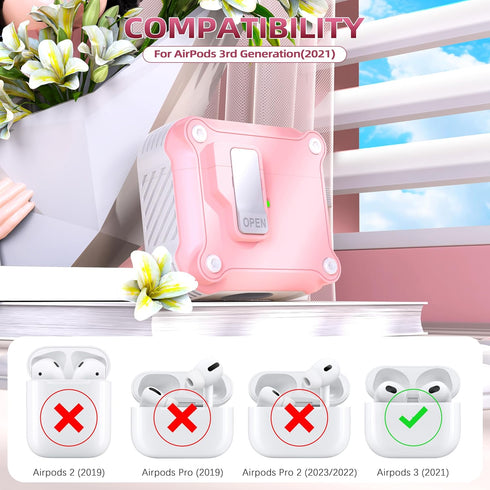 R-fun Charging Case Cover for AirPods 3rd Generation 2021, Full Drop Protection with Auto Pop-Up Lid Design