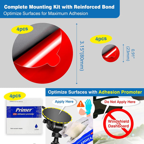 Tapsi 8-Pack (3.15" 0.91") Adhesive Replacement Pads Round High-Bond Double-Sided Mounting Pads & for Dashboard Discs