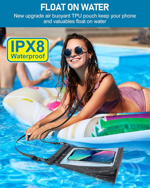 Large Waterproof Phone Pouch, Floating Dry Bag for iPhone 14 13 12 11 Pro Max Galaxy S22 S21, Universal Dry Pouch for