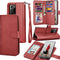 Galaxy Note 20 Ultra Case, Luxury Wallet Case with Cash & Credit Card Slots, Detachable Magnetic Hard Cover (Wine Red)