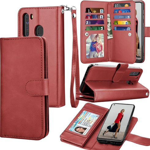Tekcoo Galaxy A21 Case, Luxury PU Leather Wallet Case with Cash Credit Card Slots, Detachable Magnetic Flip Cover