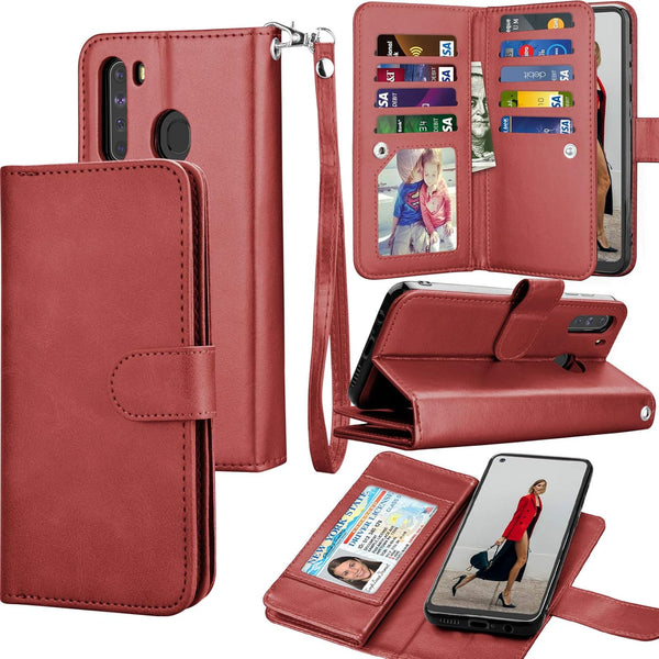 Tekcoo Galaxy A21 Case, Luxury PU Leather Wallet Case with Cash Credit Card Slots, Detachable Magnetic Flip Cover